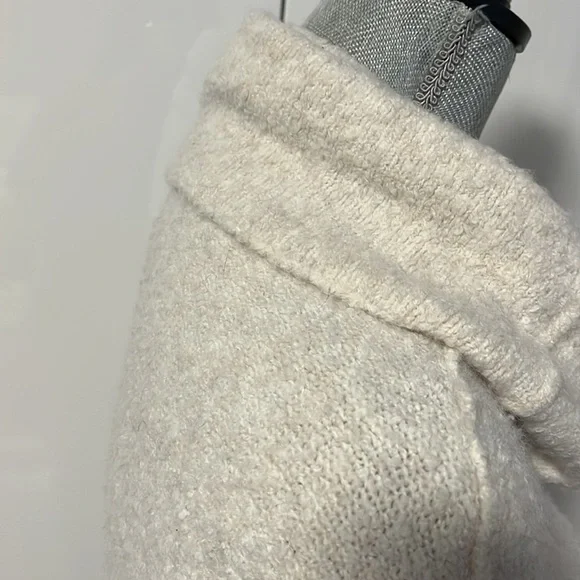 FREE PEOPLE Boucle Alpaca Wool Blend Sweater Cowl Neck, Size L - Picture 6 of 9